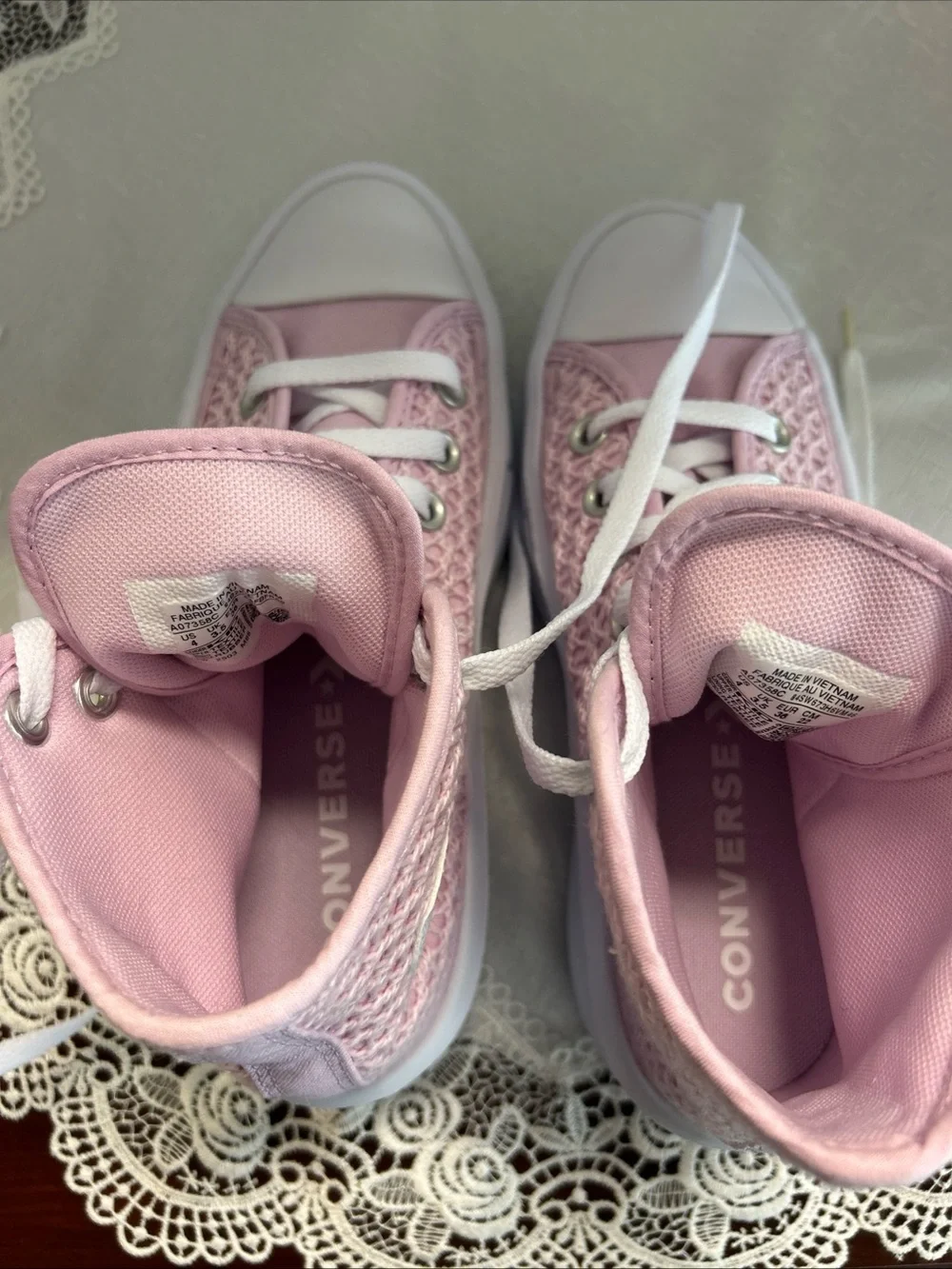 NWT Converse Chuck Taylor All Star Move Crochet Platform High Top Pink Tween 4